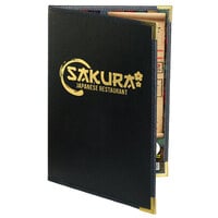 Menu Solutions RS120B Royal Select Series 5 1/2" x 11" Customizable Leather-Like 2 View Booklet Menu Cover