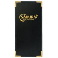 Menu Solutions RS110BA Royal Select Series 4 1/4" x 11" Customizable Leather-Like Single View Menu Cover