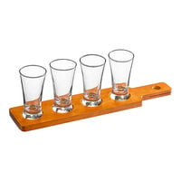Acopa Dual-Sided Flight Paddle with Flared Pilsner Tasting Glasses