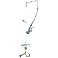 T&S B-0111-BC EasyInstall Deck Mounted 39" High Pre-Rinse Faucet with Flex Inlets, Low Flow Spray Valve, Swivel Arm, 20" Hose, and 6" Wall Bracket