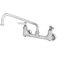 T&S B-2429-CR-EK Wall Mounted Pantry Faucet with 8" Adjustable Centers, 10" Swing Spout, Stream Regulator Outlet, Cerama Cartridges, Elbows, and Lever Handles