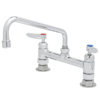 T&S B-0220-061XCRF1 Deck Mounted Pantry Faucet with 8" Adjustable Centers, 10" Swing Nozzle, 1.0 GPM Aerator, Cerama Cartridges, and Lever Handles