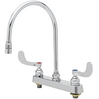 T&S B-1120-135X-WH4 Deck Mounted Workboard Faucet with 8" Centers, 8 13/16" Gooseneck Spout, 2.2 GPM Aerator, Eterna Cartridges, and Wrist Handles