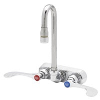 T&S B-2459 Wall Mount Workboard Faucet with 4" Centers, 3 1/16" Swivel Gooseneck Nozzle, 1.0 GPM Aerator, and 4" Wrist Handles