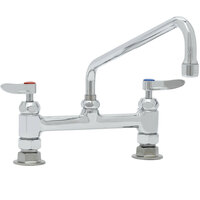 T&S B-0221-CR-K-F10 Deck Mounted Pantry Faucet with 8" Adjustable Centers, 12" Swing Nozzle, 1.0 GPM Aerator, and Lever Handles