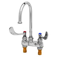 T&S B-0892-QT-133XP Deck Mounted Lavatory Faucet with 5 11/16" Swivel Gooseneck Nozzle, 4" Centers, 1.6 GPM Aerator, Eterna Cartridges, and 4" Wrist Handles