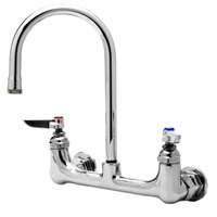 T&S B-0331-VF035-EL Wall Mounted Pantry Faucet with 8" Centers, 5 3/4" Gooseneck Spout, .35 Non-Aerated Spray Device, Eterna Cartridges, and Lever Handles