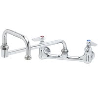 T&S B-0230-24DJ-CR Wall Mounted Faucet with 8" Adjustable Centers, 24" Double-Jointed Swing Spout, Stream Regulator Outlet, Cerama Cartridges, and Lever Handles