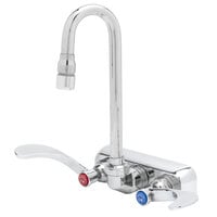 T&S B-1115-132XAW4K Wall Mounted Workboard Faucet with 4" Centers, 2 7/8" Gooseneck Spout, 2.2 GPM Aerator, Eterna Cartridges, Elbows, and Wrist Handles
