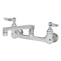 T&S B-0230-01-QT-VR Wall Mounted Faucet with 8" Adjustable Centers, 6" Cast Swing Spout, 2.2 GPM Aerator, Eterna Cartridges, and Lever Handles