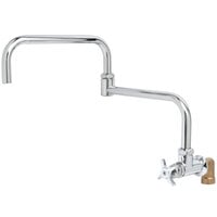 T&S B-0296-18DJ-CKP Deck Mounted Single Hole Faucet with 18" Big-Flo Double-Jointed Swing Spout, Plain Outlet, Cerama Cartridges, and Lever Handle