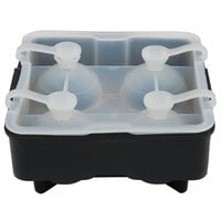 Tablecraft BSRT2 Black Silicone 4 Compartment 1 3/4" Sphere Ice Mold with Lid