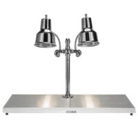 Hanson Heat Lamps DLM/HB/CH/2036 Dual Bulb 20" x 36" Chrome Carving Station with Heated Stainless Steel Base - 120V