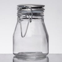 Tablecraft H3S&P 3.5 oz. Resealable Salt and Pepper Shaker Glass Jar with Stainless Steel Clip-Top Lid