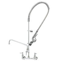 T&S B-0154-14-CR-BC EasyInstall Wall Mounted Pre-Rinse Faucet with 8" Centers, 0.65 GPM Spray Valve, 14" Add-On Faucet, Cerama Cartridges, and Lever Handles