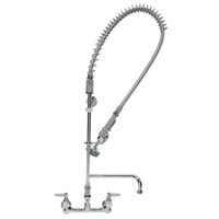 T&S B-0133-A16-CR-B EasyInstall Wall Mounted Pre-Rinse Faucet with 8" Centers, 1.15 GPM Spray Valve, 16" Add-On Faucet, Cerama Cartridges, and Lever Handles