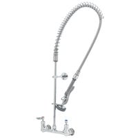 T&S B-0133-CR-B-SWV EasyInstall Wall Mounted Pre-Rinse Faucet with 8" Centers, 1.15 GPM Spray Valve, Cerama Cartridges, and Lever Handles