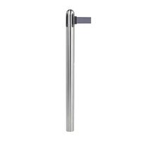 American Metalcraft RSRTRVSGYC2 40" Brushed Stainless Steel Crowd Control / Guidance Stanchion Post with 84" Gray Retractable Belt