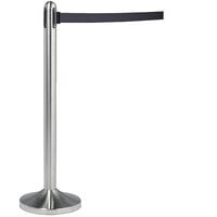 American Metalcraft RSRTBK 40" Brushed Stainless Steel Crowd Control / Guidance Stanchion with 84" Black Retractable Belt