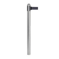 American Metalcraft RSRTRVSBLC4 40" Brushed Stainless Steel Crowd Control / Guidance Stanchion Post with 84" Black Retractable Belt