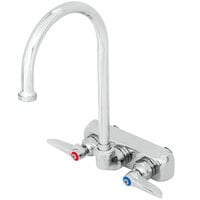 T&S B-1146-CR Wall Mounted Workboard Faucet with 4" Centers, 5 3/4" Gooseneck Spout, 2.2 GPM Aerator, Cerama Cartridges, and Lever Handles