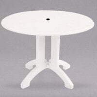 Grosfillex UT380004 Atlanta 42" White Round Molded Melamine Outdoor Table with Umbrella Hole