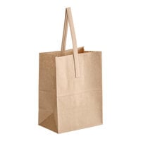 Choice 8" x 10 1/2" 1 Peck Natural Brown Kraft Paper Produce Customizable Market Stand Bag with Handle - 500/Case