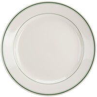 Homer Laughlin by Steelite International HL2041 Green Band Rolled Edge 8 1/4" Ivory (American White) China Plate - 36/Case
