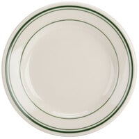 Homer Laughlin by Steelite International HL2001 Green Band Rolled Edge 5 3/8" Ivory (American White) China Plate - 36/Case