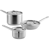 Vigor SS1 Series 6-Piece Induction Ready Stainless Steel Cookware Set with 2 Qt. , 4.5 Qt. Sauce Pans and 9.5" Non-Stick Frying Pan and Covers