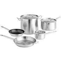 Vigor SS1 Series 8-Piece Induction Ready Stainless Steel Cookware Set with 2 Qt., 6 Qt. Sauce Pans, 20 Qt. Stock Pot with Covers, and 9.5" Non-Stick Frying Pan