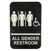 Tablecraft 695653 9" x 6" ADA Handicap Accessible All Gender Restroom Sign with Braille