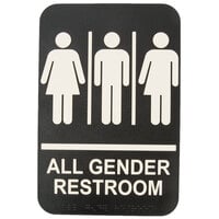 Tablecraft 695652 9" x 6" ADA All Gender Restroom Sign with Braille