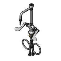 T&S BL-5704-08W4-VR Deck Mounted Lab Faucet with Flex Inlets, 5 11/16" Swivel Lab Nozzle, Serrated Tip, and 4" Wrist Handles