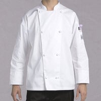 Chef Revival Silver Knife and Steel J003 Unisex White Customizable Long Sleeve Chef Jacket with Cloth Knot Buttons