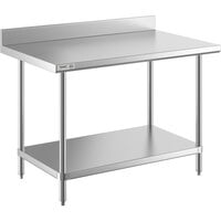 Regency 30 inch x 48 inch 16-Gauge Stainless Steel Commercial Work Table with 4 inch Backsplash and Undershelf