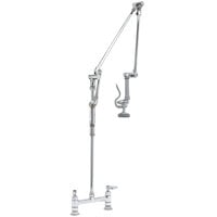 T&S B-0124 Deck Mounted 41" High Pre-Rinse Faucet with Adjustable 8" Centers, and Roto-Flex Support