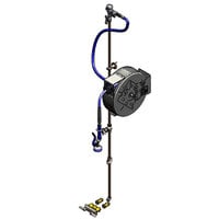 T&S B-1432 30' Enclosed Epoxy Coated Steel Hose Reel Assembly with Exposed Piping and Accessories