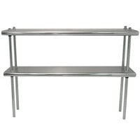 Advance Tabco DS-12-72 12" x 72" Table Mounted Double Deck Stainless Steel Shelving Unit - Adjustable