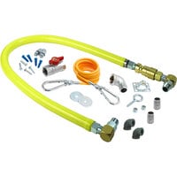 T&S HG-4F-48SK-FF Safe-T-Link 48" SwiveLink Quick Disconnect Gas Appliance Connector with Elbows, Nipples, Restraining Cable, and Ball Valve - 1 1/4" NPT Ends