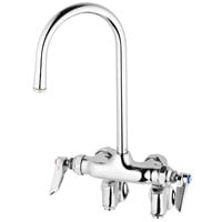 T&S B-0343 Wall Mounted Mixing Faucet with 4" Adjustable Centers, 5 11/16" Swivel Gooseneck, and Eterna Cartridges