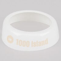 Tablecraft CB23 Imprinted White Plastic "Lite 1000 Island" Salad Dressing Dispenser Collar with Beige Lettering