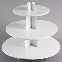 Enjay CS-WHITE 3-Tier Disposable White Cupcake Treat Stand - 6/Case