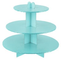 Enjay CS-BLUE 3-Tier Disposable Blue Cupcake Treat Stand - 6/Case