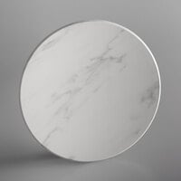 American Metalcraft MW14 14" x 1 1/8" Round Melamine Serving Board / Charger - Faux White Marble