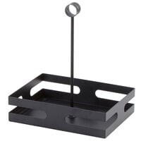 American Metalcraft SCHB8 Black Rectangular Contemporary Condiment Caddy with Card Holder - 8" x 5 3/4" x 9 1/2"