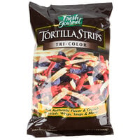 Fresh Gourmet Tri-Color Tortilla Strips 1 lb. Bag - 10/Case