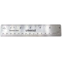 Universal UNV59026 6" Stainless Steel Flat Ruler - 1/16" Standard and Metric Scale