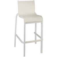 Grosfillex US300096 / US030096 Sunset Glacier White Resin Stackable Armless Barstool with White Sling Seat - Case of 8