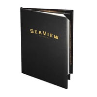 Menu Solutions CD940A Chadwick Collection 5 1/2" x 8 1/2" Customizable Leather-Like 4 View Booklet Menu Cover